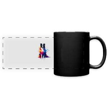 Colorful Splash Art Border Collie Border Collies - Full Colour Panoramic Mug - black - Front