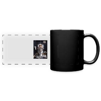 Hamster Toilette Zeitung lesen Geschenk - Panorama-Tasse farbig - Schwarz - Vorne