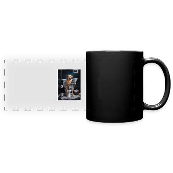 Labrador Toilette Zeitung lesen Geschenk - Panorama-Tasse farbig - Schwarz - Vorne