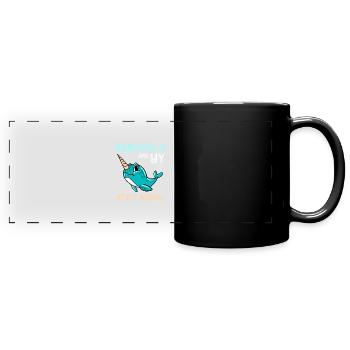 Narval sont mon Animal Drôle Mignon Mer Drôle - Mug panoramique uni - noir - Devant