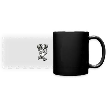 Cute Marathon Runner Dog - Panorama-Tasse farbig - Schwarz - Vorne