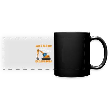 Baggerfahrer Bauarbeiter Baggerführer Bagger - Panorama-Tasse farbig - Schwarz - Vorne