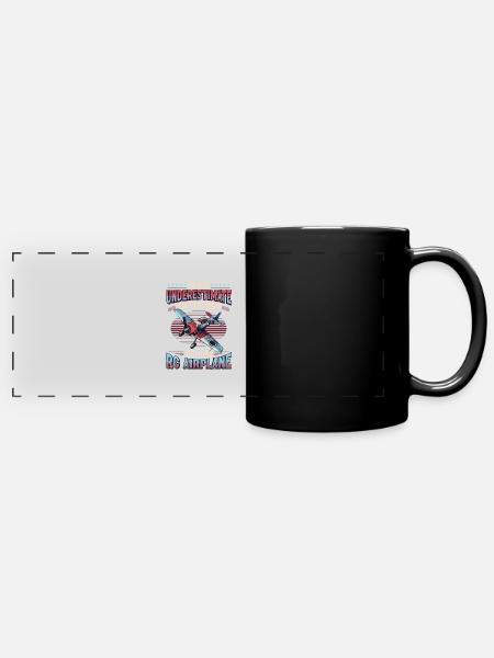 Alter Mann Mit Modellflugzeug - Panorama-Tasse farbig - Schwarz