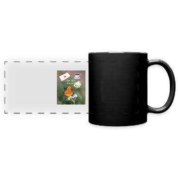 Schönes 💕 Leben - Panorama-Tasse farbig - Schwarz - Vorne