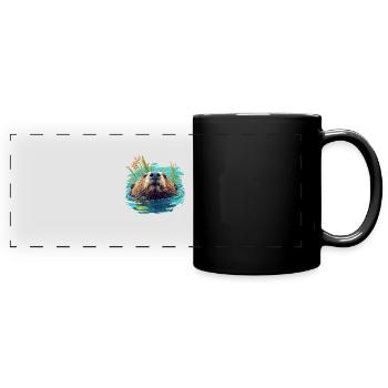 Beaver Biber - Panorama-Tasse farbig - Schwarz - Vorne