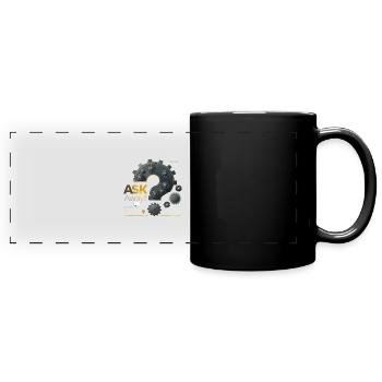 HINTERFRAGEN, FRAGEN - Panorama-Tasse farbig - Schwarz - Vorne