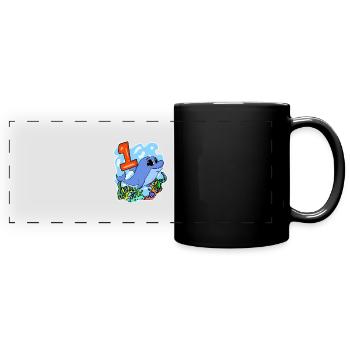 1 Year Old - School Enrollment - Dolphin Motif - Number 1 - Full Colour Panoramic Mug - black - Front