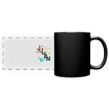 JULIAN - Beautiful boy name with dinosaur - Full Colour Panoramic Mug - black - Front