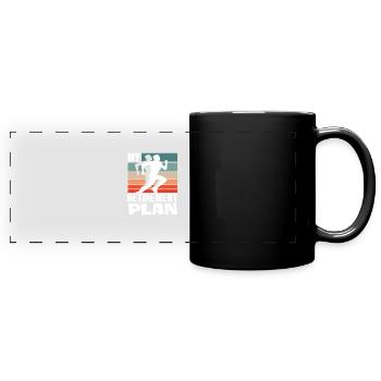 My Retirement Plan Runner Silhouette - Full Colour Panoramic Mug - black - Front