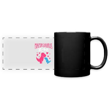 Mamasaurus Rex T-Rex Dino Muttertag Beste Mama Mam - Panorama-Tasse farbig - Schwarz - Vorne