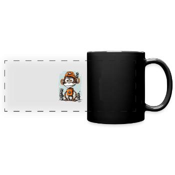 Le singe-robot drôle et funky - Mug panoramique uni - noir - Devant