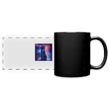 Katze - Panorama-Tasse farbig - Schwarz - Vorne