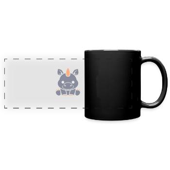 Nashorn - Panorama-Tasse farbig - Schwarz - Vorne