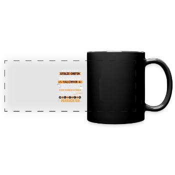 Stolze Chefin Lustig Halloween Team Damen - Panorama-Tasse farbig - Schwarz - Vorne