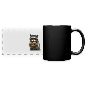 Waschbär - Panorama-Tasse farbig - Schwarz - Vorne