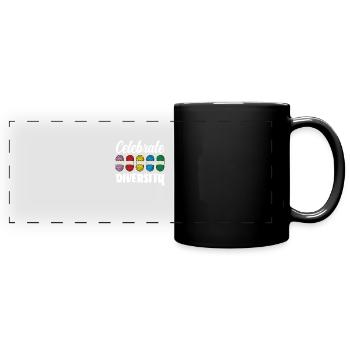 Stricken Vielfältigkeit Feiern - Panorama-Tasse farbig - Schwarz - Vorne