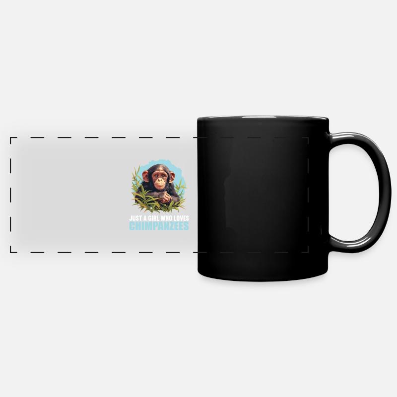 Chimpanzee Schimpansen Schimpanse - Full Colour Panoramic Mug - black