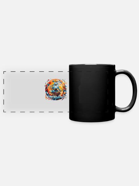 Voilier, Frégate, Bateau - Mug panoramique uni - noir