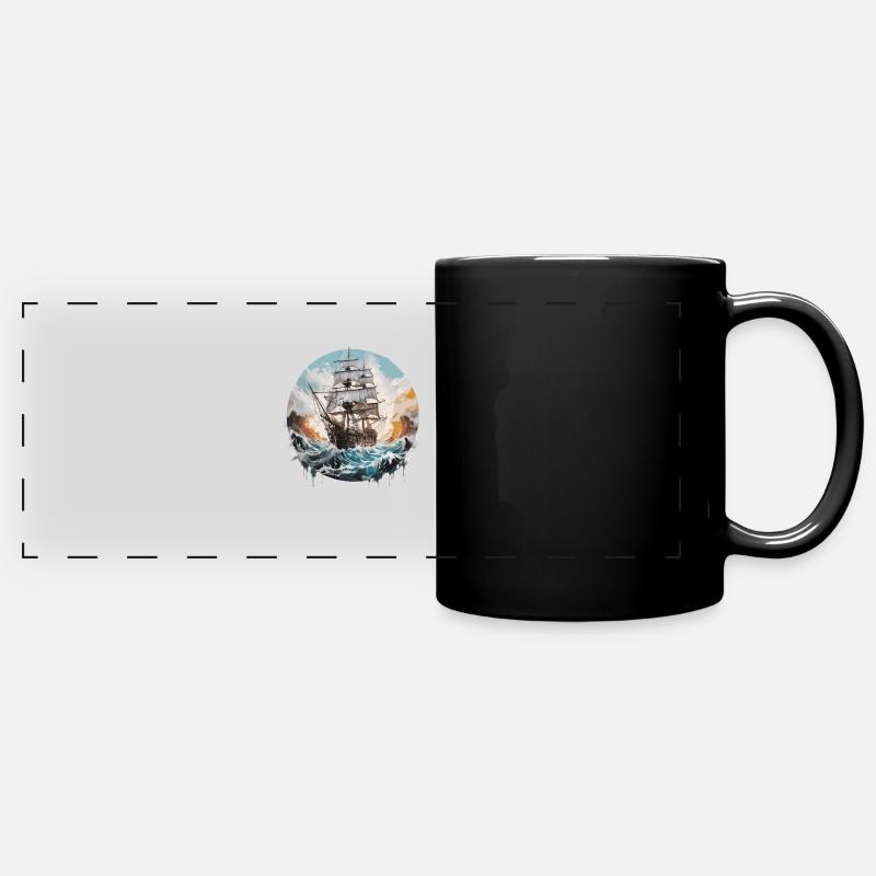 Voilier, Frégate, Bateau - Mug panoramique uni - noir