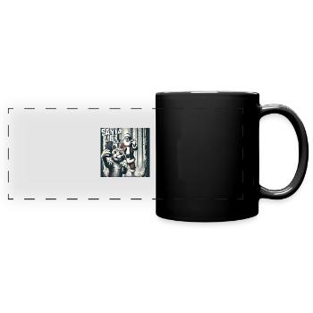 Chats Selfie Père Noël - Mug panoramique uni - noir - Devant