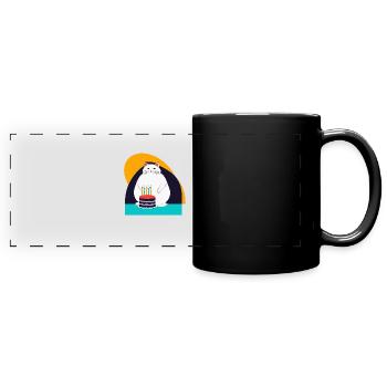 Cat celebrates fifth birthday - Full Colour Panoramic Mug - black - Front