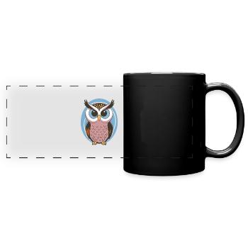 NIEDLICHE Eule - Panorama-Tasse farbig - Schwarz - Vorne