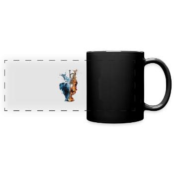 Trompete - Panorama-Tasse farbig - Schwarz - Vorne