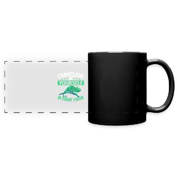 Chameleon Gifts - Panorama-Tasse farbig - Schwarz - Vorne