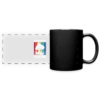 Mushroom Picker Vintage Stripe Design - Full Colour Panoramic Mug - black - Front