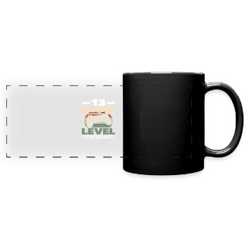 13th Birthday Next Level Unlocked - Full Colour Panoramic Mug - black - Front