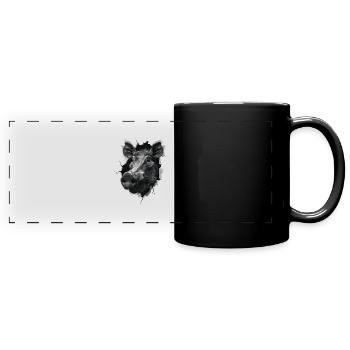 Warzenschwein - Panorama-Tasse farbig - Schwarz - Vorne