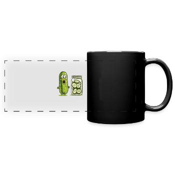 Lustige Gurke Staunt Über Eingelegte Verwandte - Panorama-Tasse farbig - Schwarz - Vorne