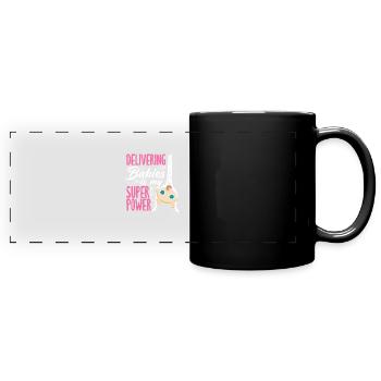 Hebamme Babys Zu Entbinden Ist Meine Superkraft - Panorama-Tasse farbig - Schwarz - Vorne