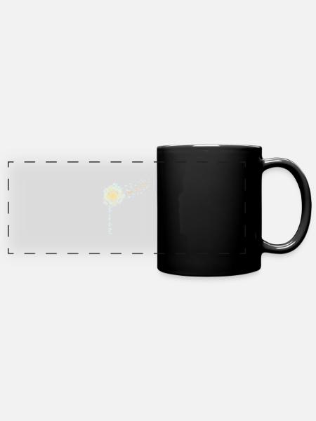 Pusteblumen gegen rechts - Panorama-Tasse farbig - Schwarz