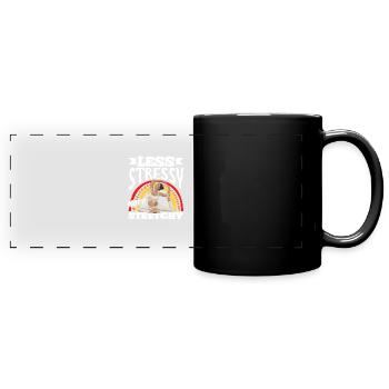 Pilates: Less stress, more flexibility - Full Colour Panoramic Mug - black - Front