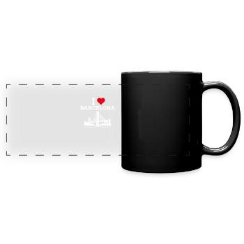 I Love Barcelona Cool Heart Flag Golden Gate Lover - Full Colour Panoramic Mug - black - Front