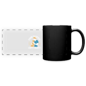 Pelzige Patienten Glückliches Herz Vielseitiges Tier - Panorama-Tasse farbig - Schwarz - Vorne