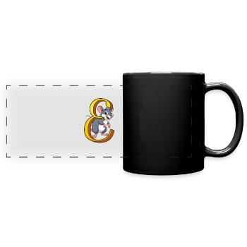 BUCHSTABE E - Panorama-Tasse farbig - Schwarz - Vorne