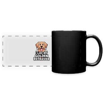 I like my Golden Retriever Hundeliebe - Panorama-Tasse farbig - Schwarz - Vorne