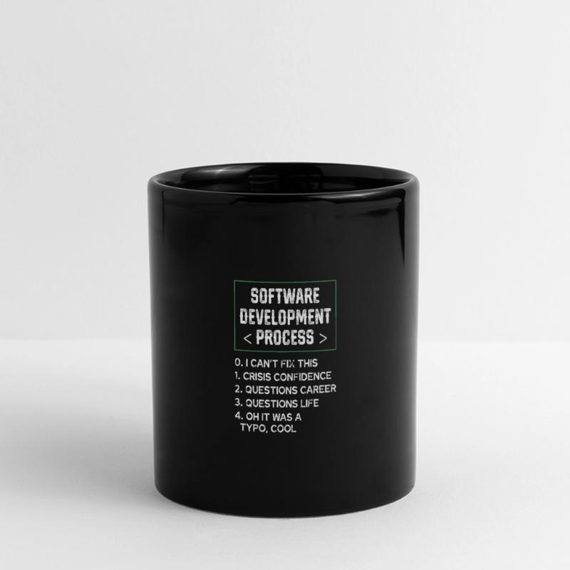 Softwareentwicklungsprozess Humor Programmierer Panorama-Tasse farbig