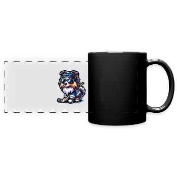 Cooler Sheltie Erobert Das Eis Im Eishockey-Stil - Panorama-Tasse farbig - Schwarz - Vorne