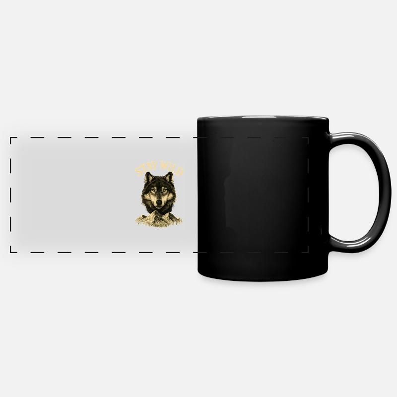 Stay Wild - Rester sauvage - Loup - Full Colour Panoramic Mug - black