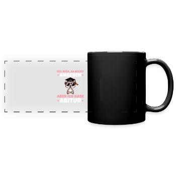 Abitur geschafft Erdmännchen Tochter Abi Geschenk - Panorama-Tasse farbig - Schwarz - Vorne