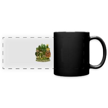 Erzgebirge Nussknacker - Panorama-Tasse farbig - Schwarz - Vorne