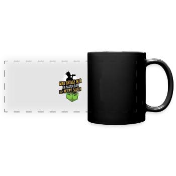 Man bringe mir ein Kasten Bier, ich möchte saufen - Panorama-Tasse farbig - Schwarz - Vorne