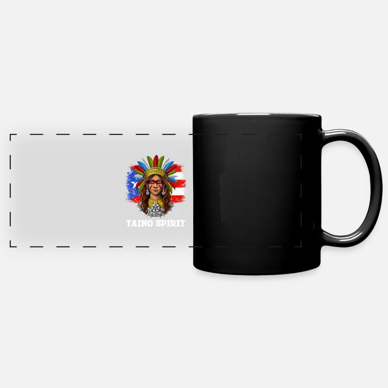 Puerto Rican Taino Warrior - Full Colour Panoramic Mug - black