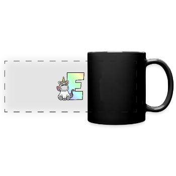 Licorne Lettre E - Mug panoramique uni - noir - Devant