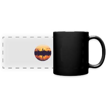 Ulm Skyline - Panorama-Tasse farbig - Schwarz - Vorne