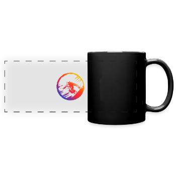 Ski Fahren Skiing Silhouette Bunt - Panorama-Tasse farbig - Schwarz - Vorne