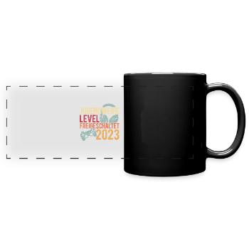 Jugendweihe Level Freigeschaltet 2023 - Design Ges - Panorama-Tasse farbig - Schwarz - Vorne